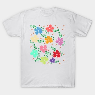 Floral Line Art Pattern Drawing T-Shirt